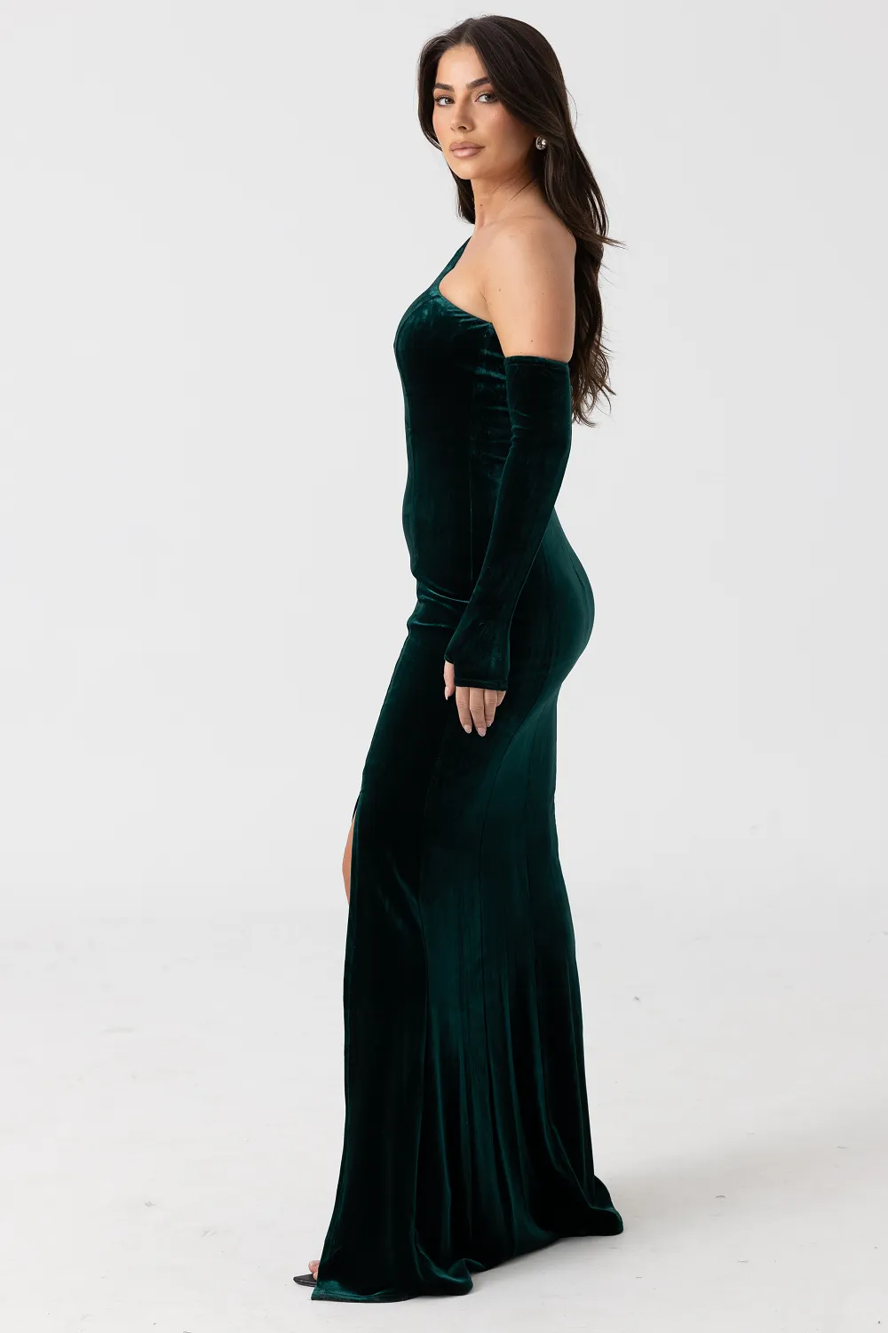 Alegra One Shoulder Maxi Green
