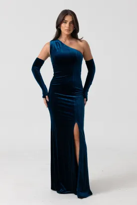 Alegra One Shoulder Maxi Teal