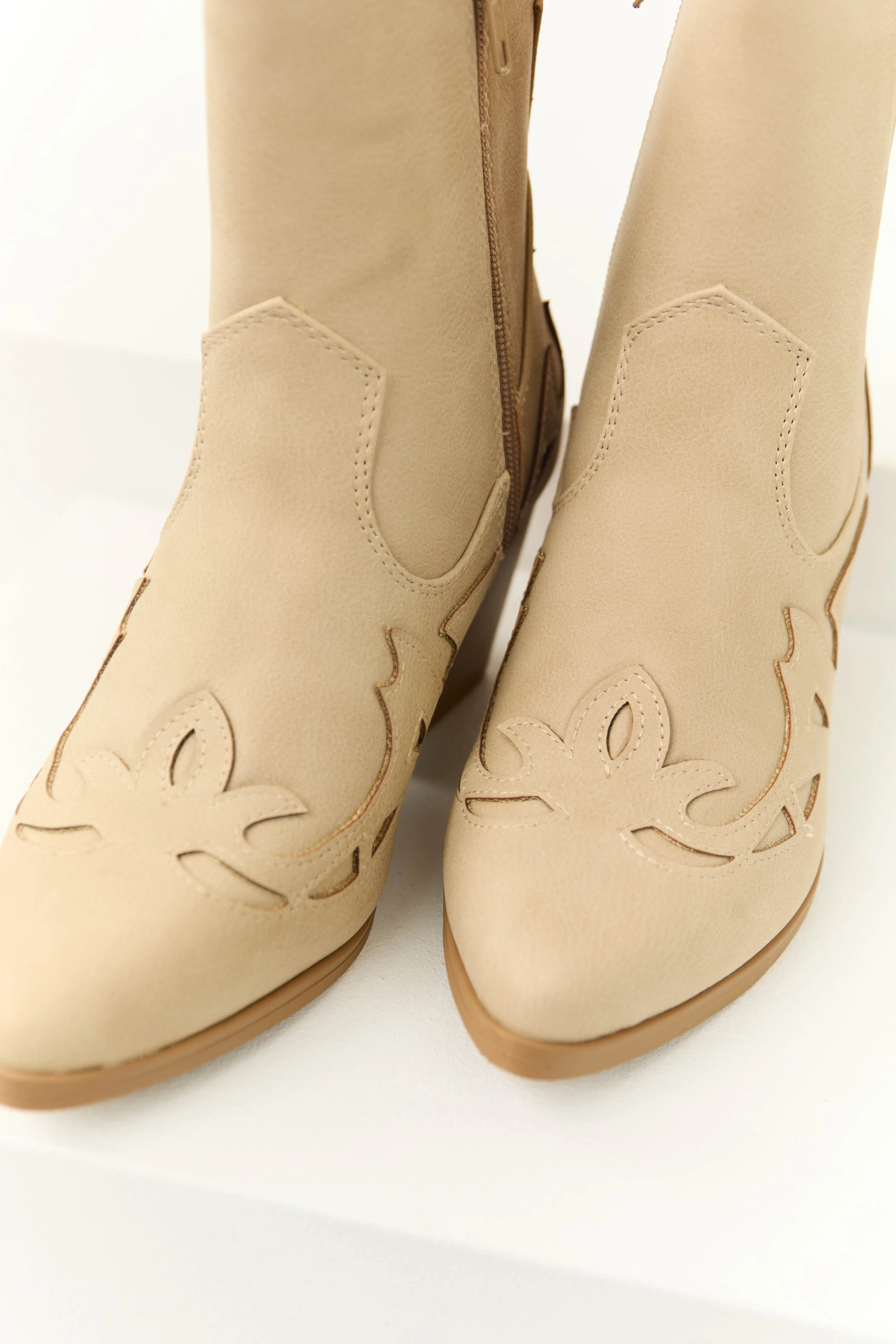 Almond and Latte Colorblock Ankle Boots