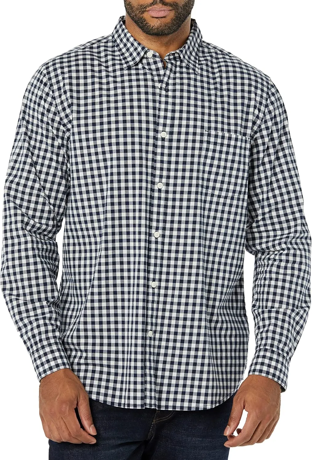Amazon Essentials Men's Long-Sleeve Slim-Fit Stretch Poplin Shirt