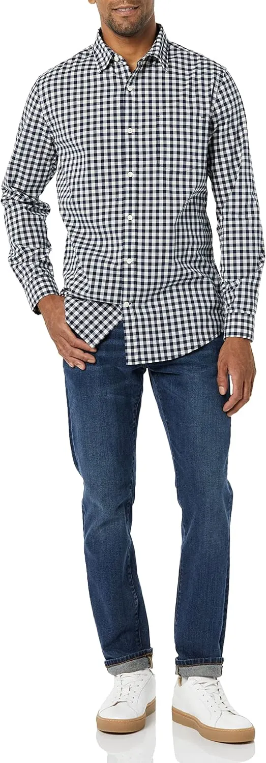 Amazon Essentials Men's Long-Sleeve Slim-Fit Stretch Poplin Shirt