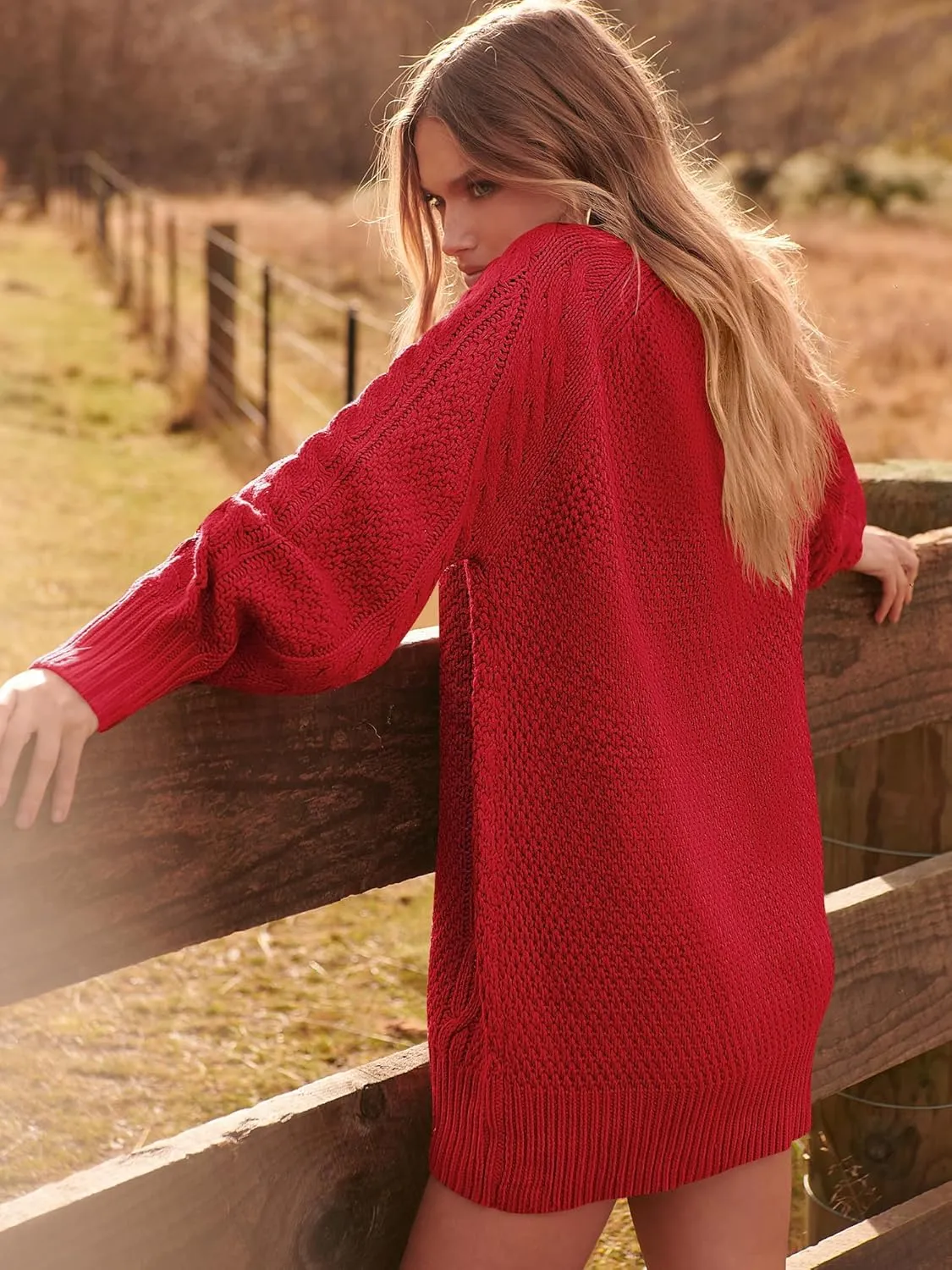 ANRABESS Women Long Sleeve Oversized Cable Knit Chunky Baggy Loose Pullover Tunic Mini Sweater Dress 2025 Trendy Fall Outfits