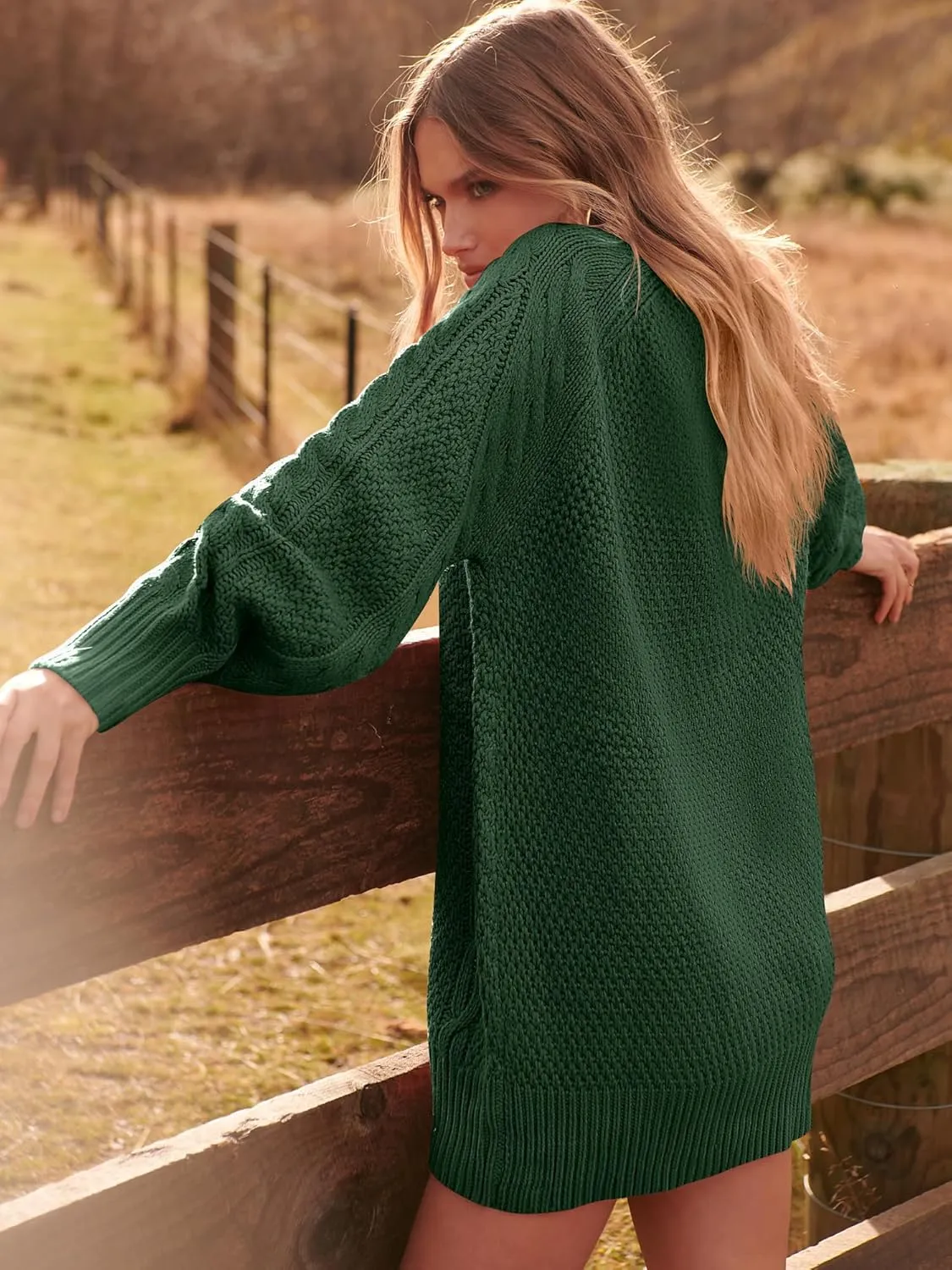 ANRABESS Women Long Sleeve Oversized Cable Knit Chunky Baggy Loose Pullover Tunic Mini Sweater Dress 2025 Trendy Fall Outfits
