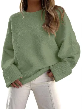 ANRABESS Women's Oversized Crewneck Long Sleeve Fuzzy Knit Casual Chunky Warm 2025 Fall Pullover Sweaters Top Trendy Outfits