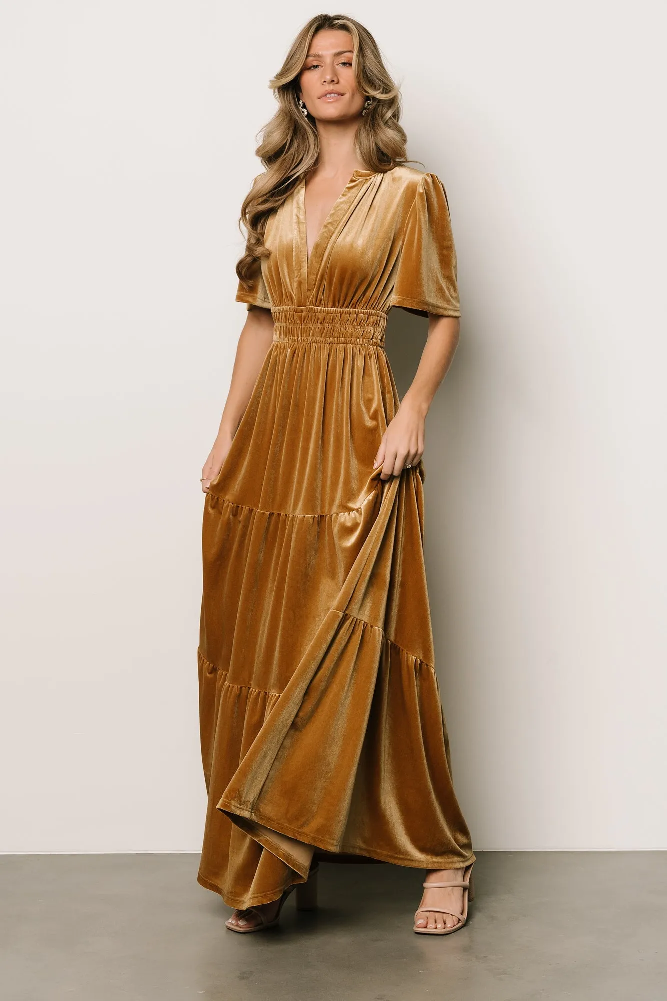Artemis Velvet Maxi Dress | Dark Gold