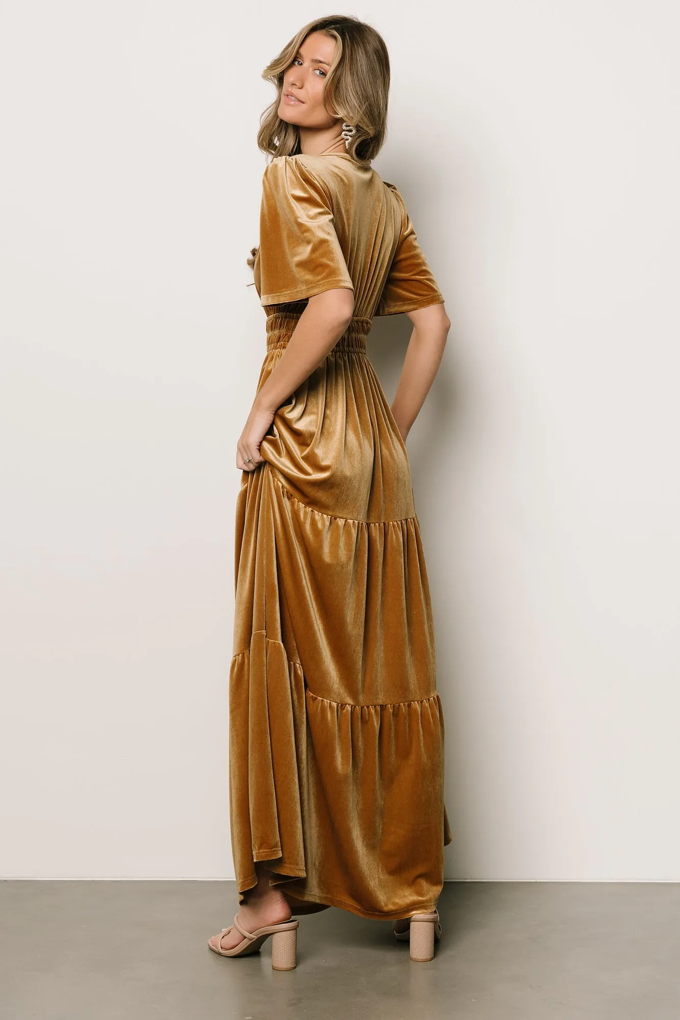 Artemis Velvet Maxi Dress | Dark Gold