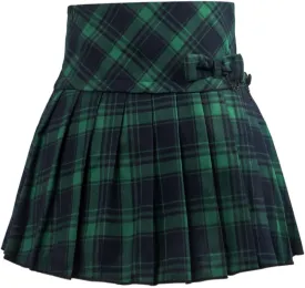chouyatou Women's A-Line Plaid Wool Blend Pleated Skirt Side Zipper