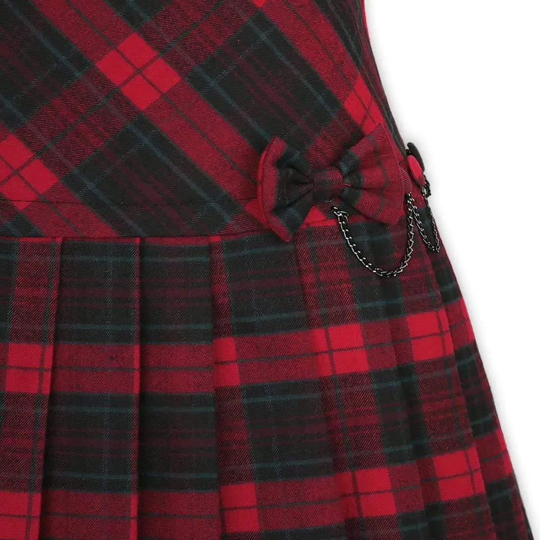 chouyatou Women's A-Line Plaid Wool Blend Pleated Skirt Side Zipper