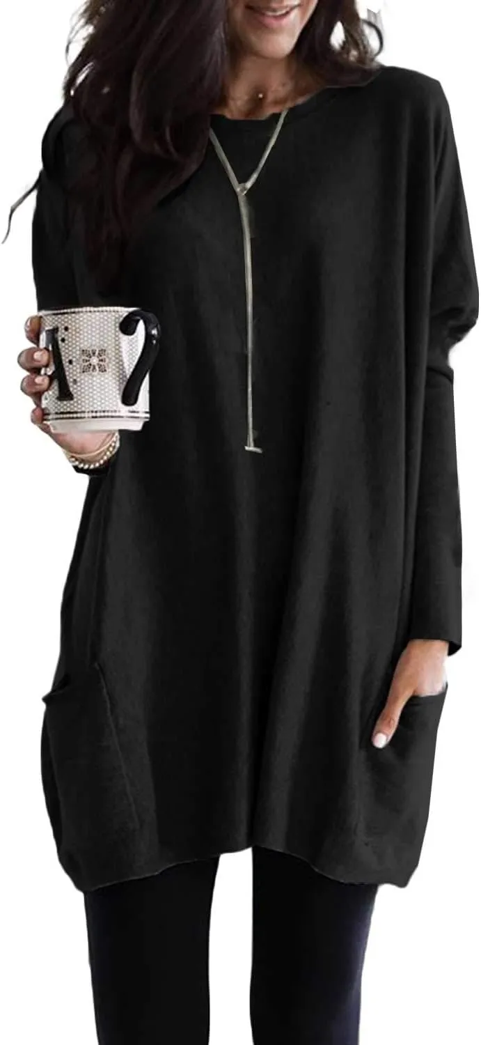 Dokotoo Womens Spring Fall Outfits Casual Long Sleeve Shirts Fashion Tunic Tops for Women Loose Fit Dressy
