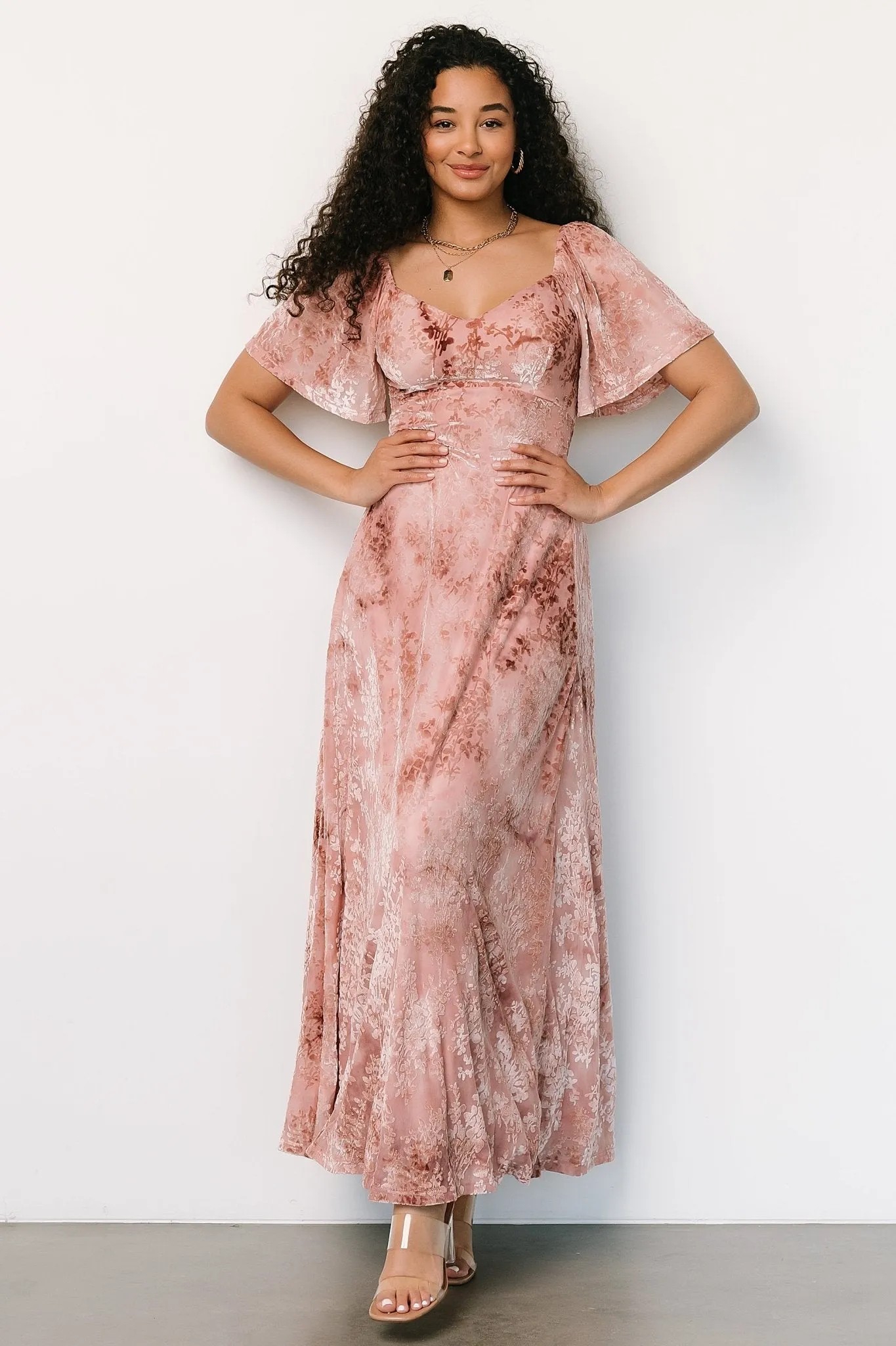 Everley Velvet Maxi Dress | Blush