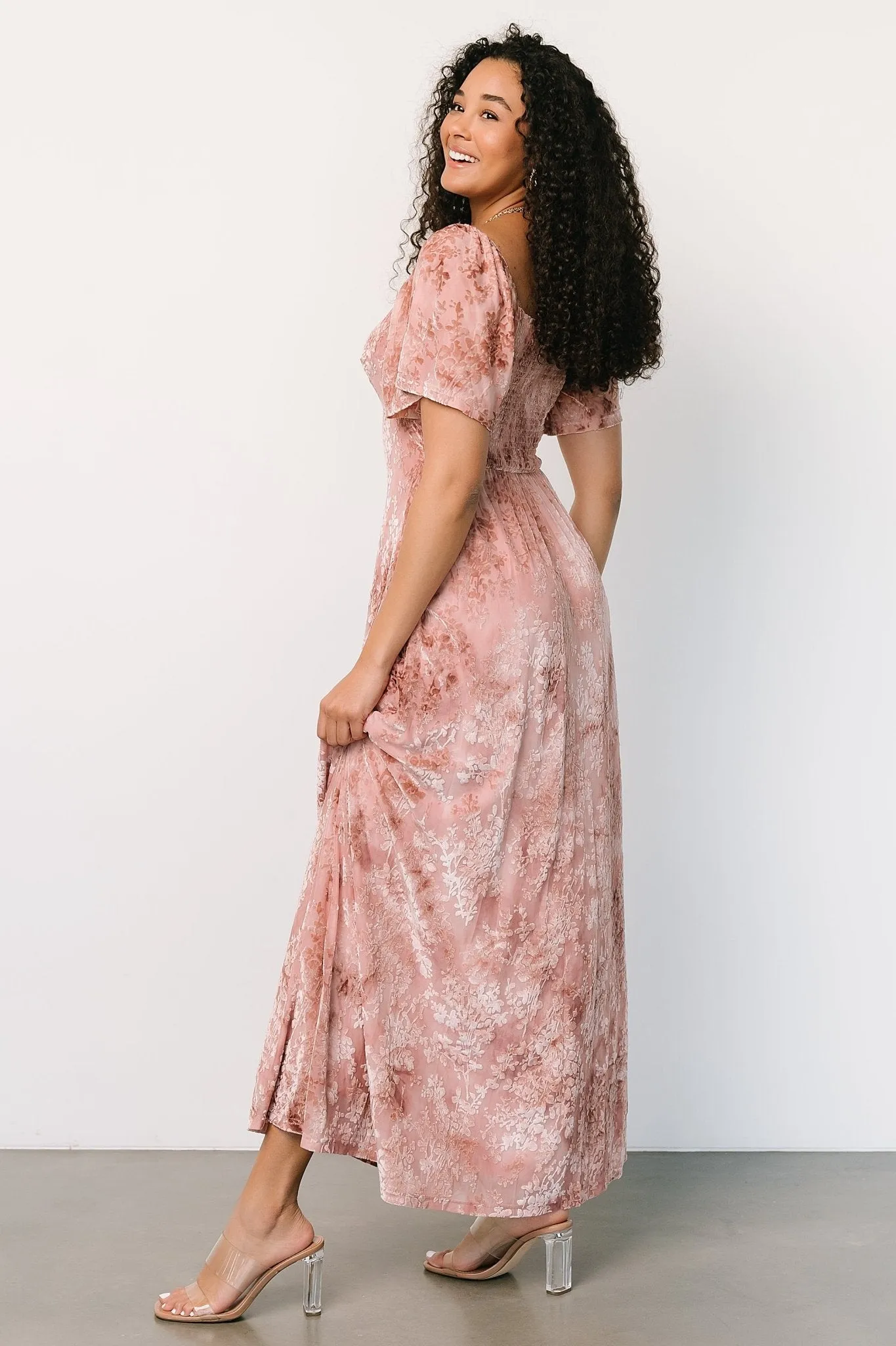Everley Velvet Maxi Dress | Blush