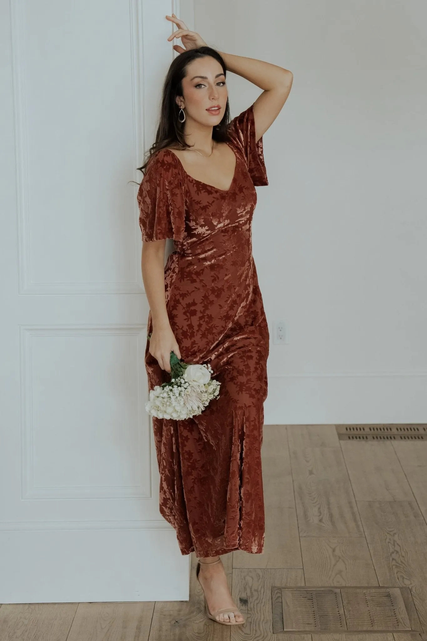 Everley Velvet Maxi Dress | Cinnamon