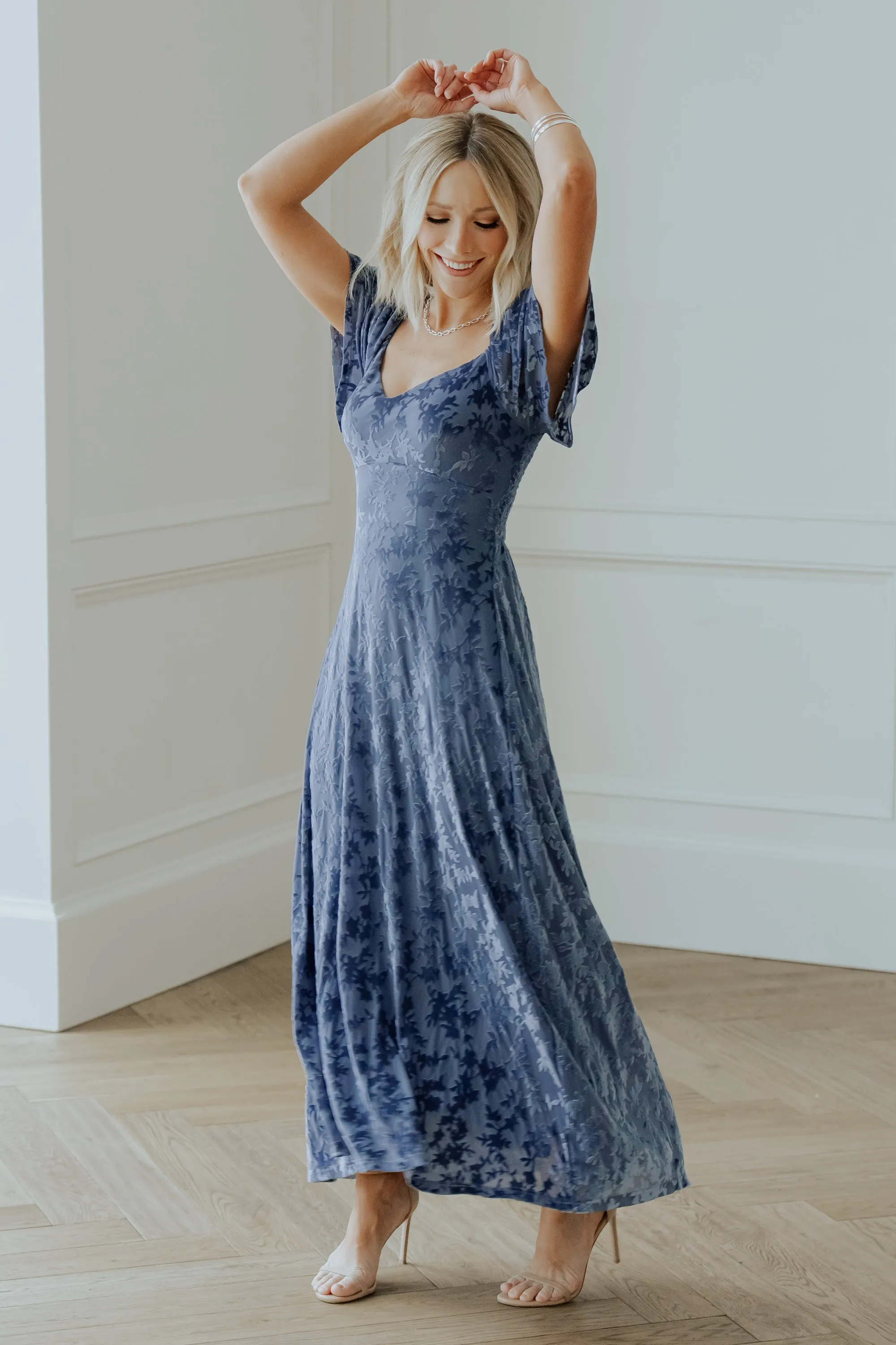 Everley Velvet Maxi Dress | Whisper Blue