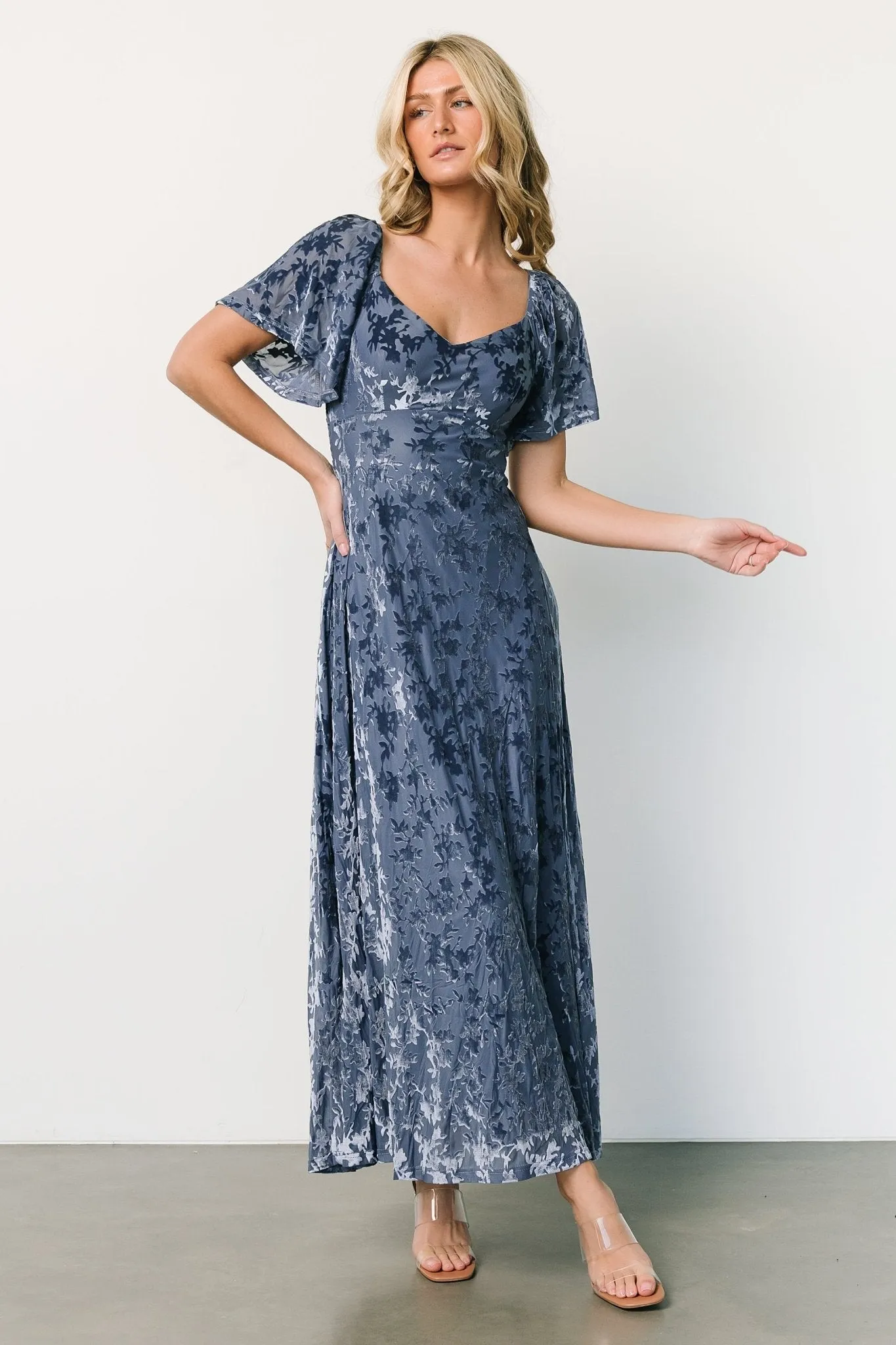 Everley Velvet Maxi Dress | Whisper Blue
