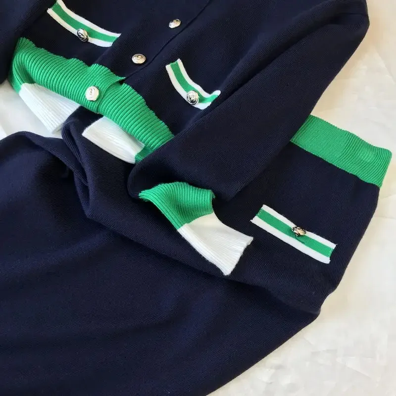 Knit Cardigan & Skirt Set