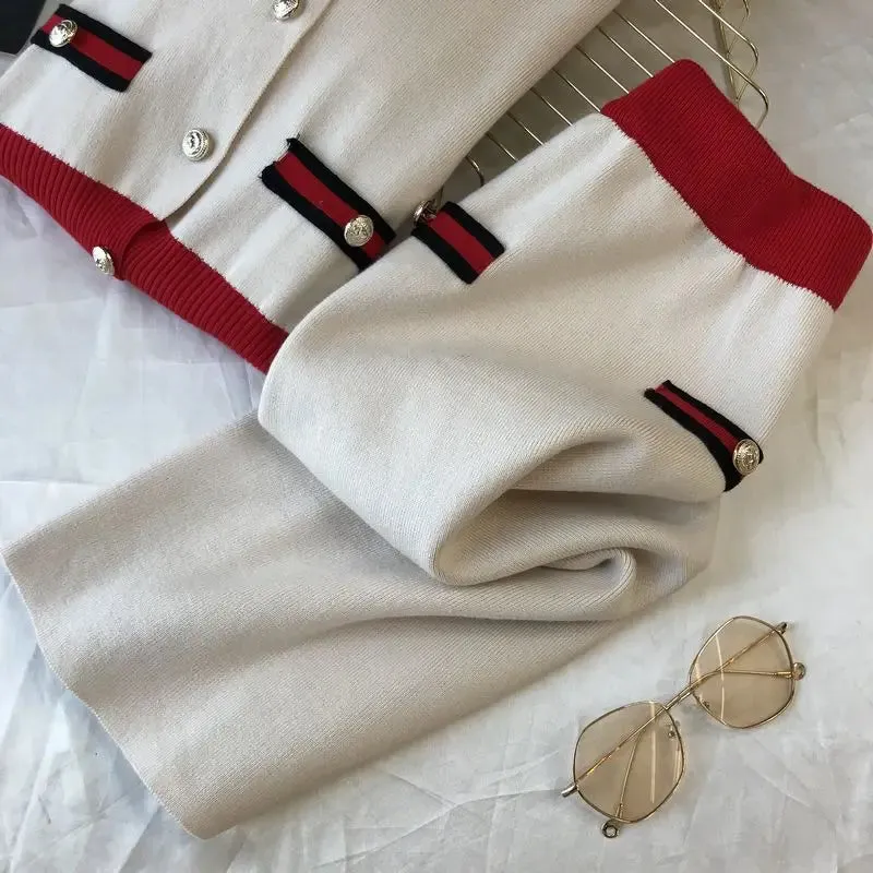 Knit Cardigan & Skirt Set
