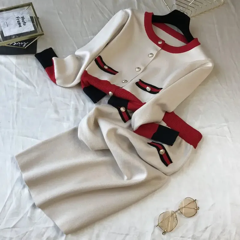 Knit Cardigan & Skirt Set