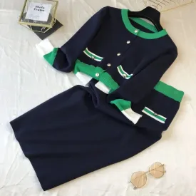 Knit Cardigan & Skirt Set