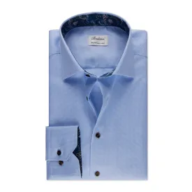 Light Blue w/ Contrast Twill Fitted Body Shirt - Stenströms