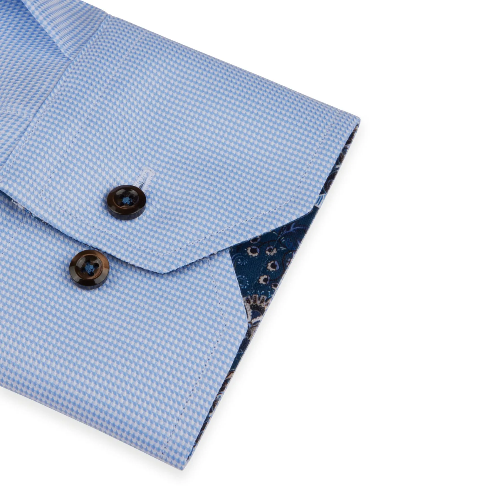 Light Blue w/ Contrast Twill Slimline Shirt - Stenströms