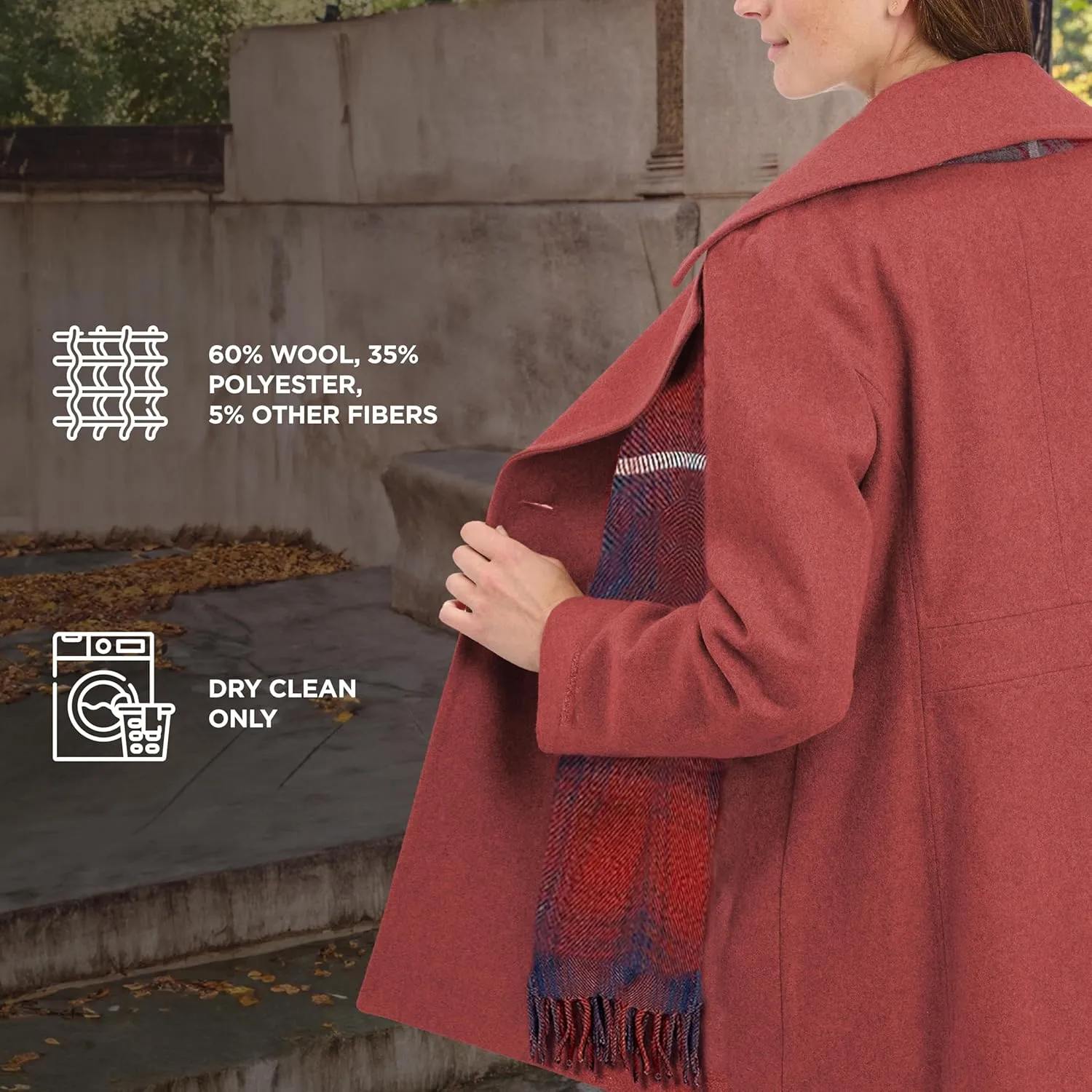 LONDON FOG Women's Double-Breasted Peacoat with Scarf