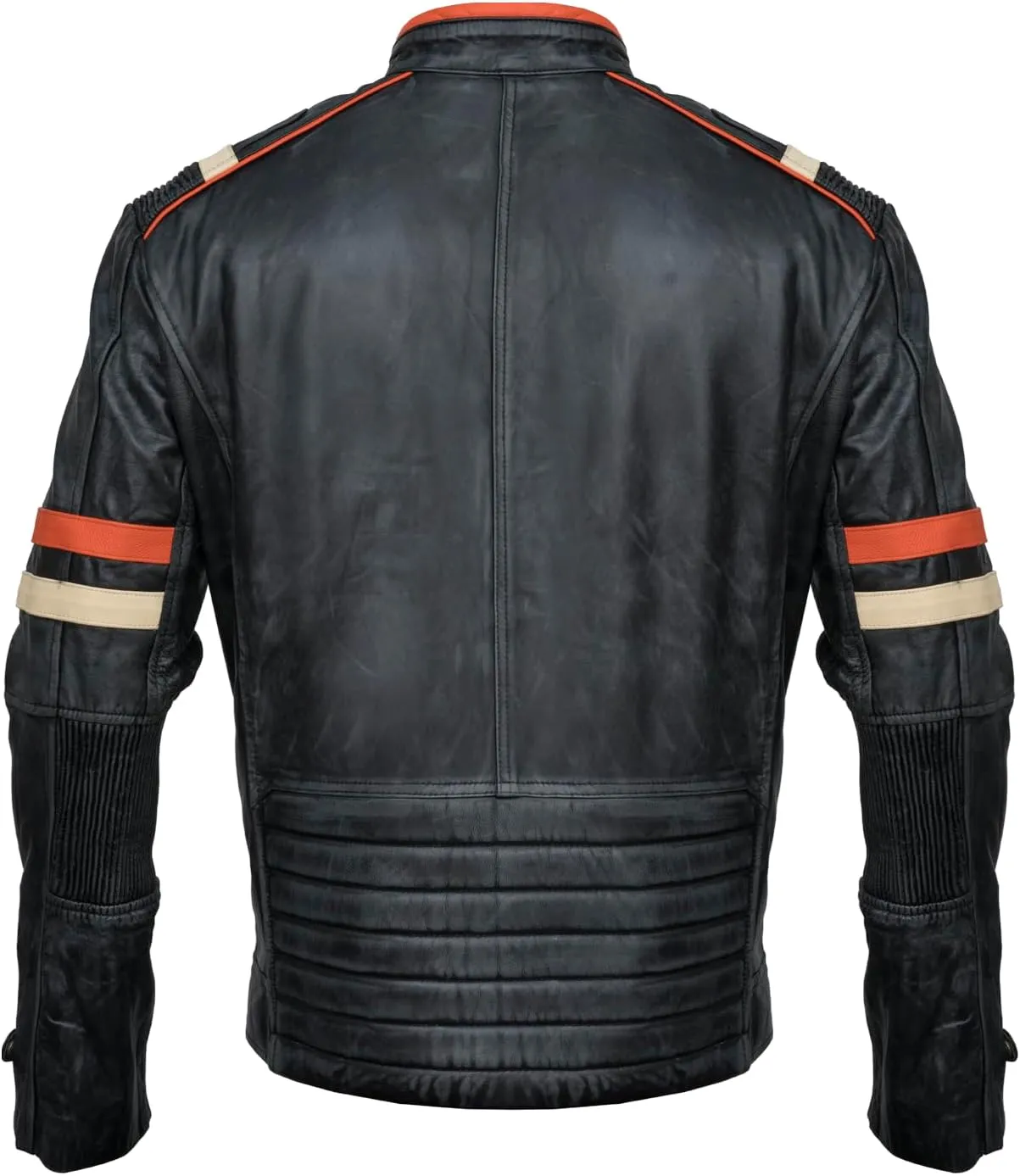 Men's Cafe Racer Vintage Retro Distressed Black Biker Leather Jacket