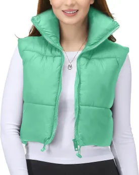 NY Threads Cropped Puffer Vest Women Lightweight Stand Collar Sleeveless Zip Up Winter Padded Gilet