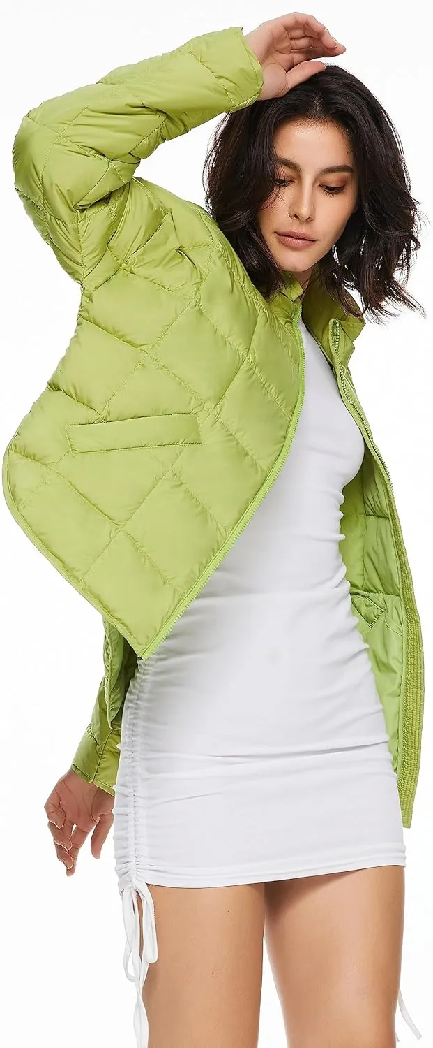 Orolay Women's Cropped Puffer Jacket Quilted Lightweight Oversized Down Coat Zip Up Spring Short Padded Outwear