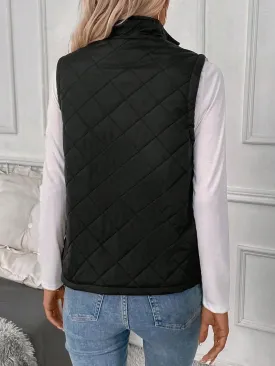 SKAYS Women's Stand Collar Lightweight Quilted Vest Zip Up Sleeveless Outwear Jacket with Pockets
