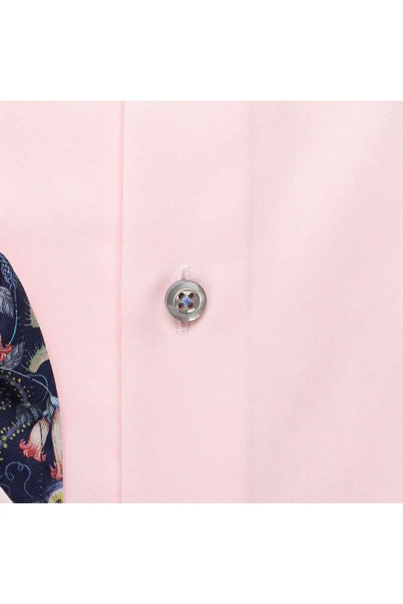 Soft Pink Contrast Twill Fitted Body Shirt - Stenströms