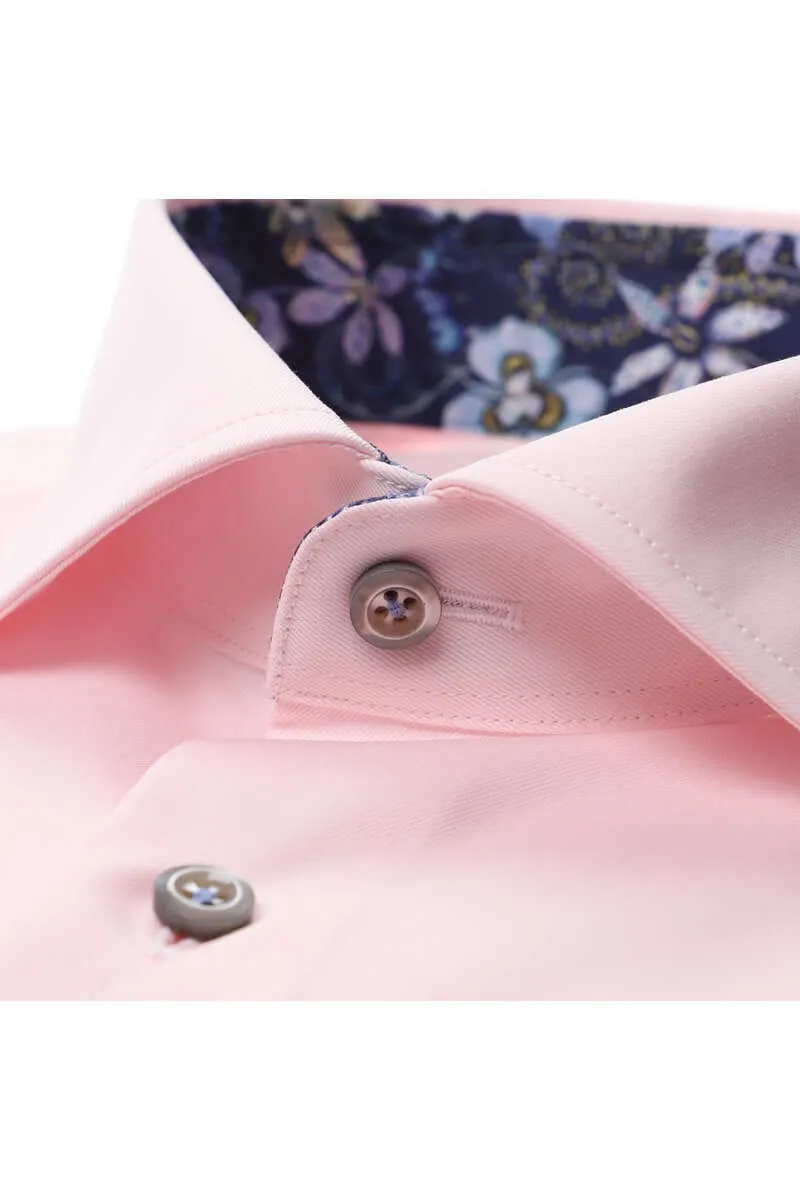 Soft Pink Contrast Twill Fitted Body Shirt - Stenströms