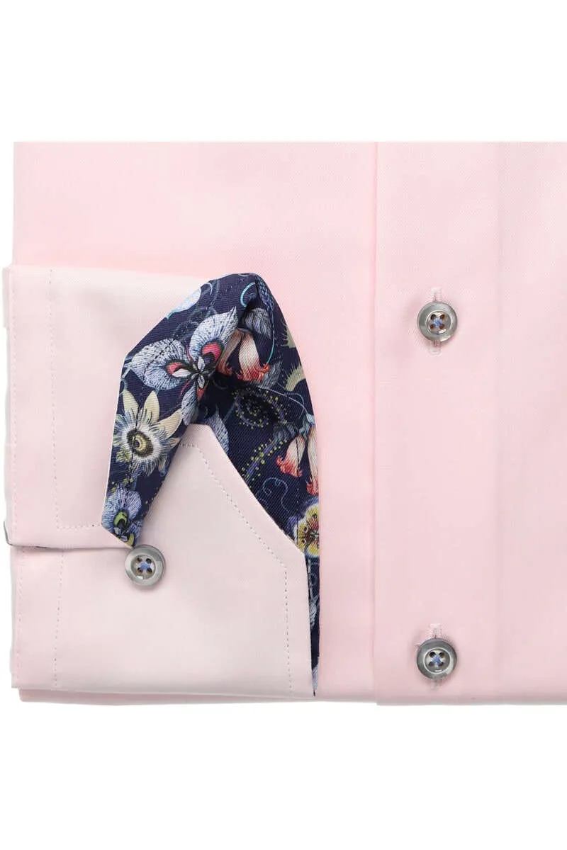 Soft Pink Contrast Twill Fitted Body Shirt - Stenströms