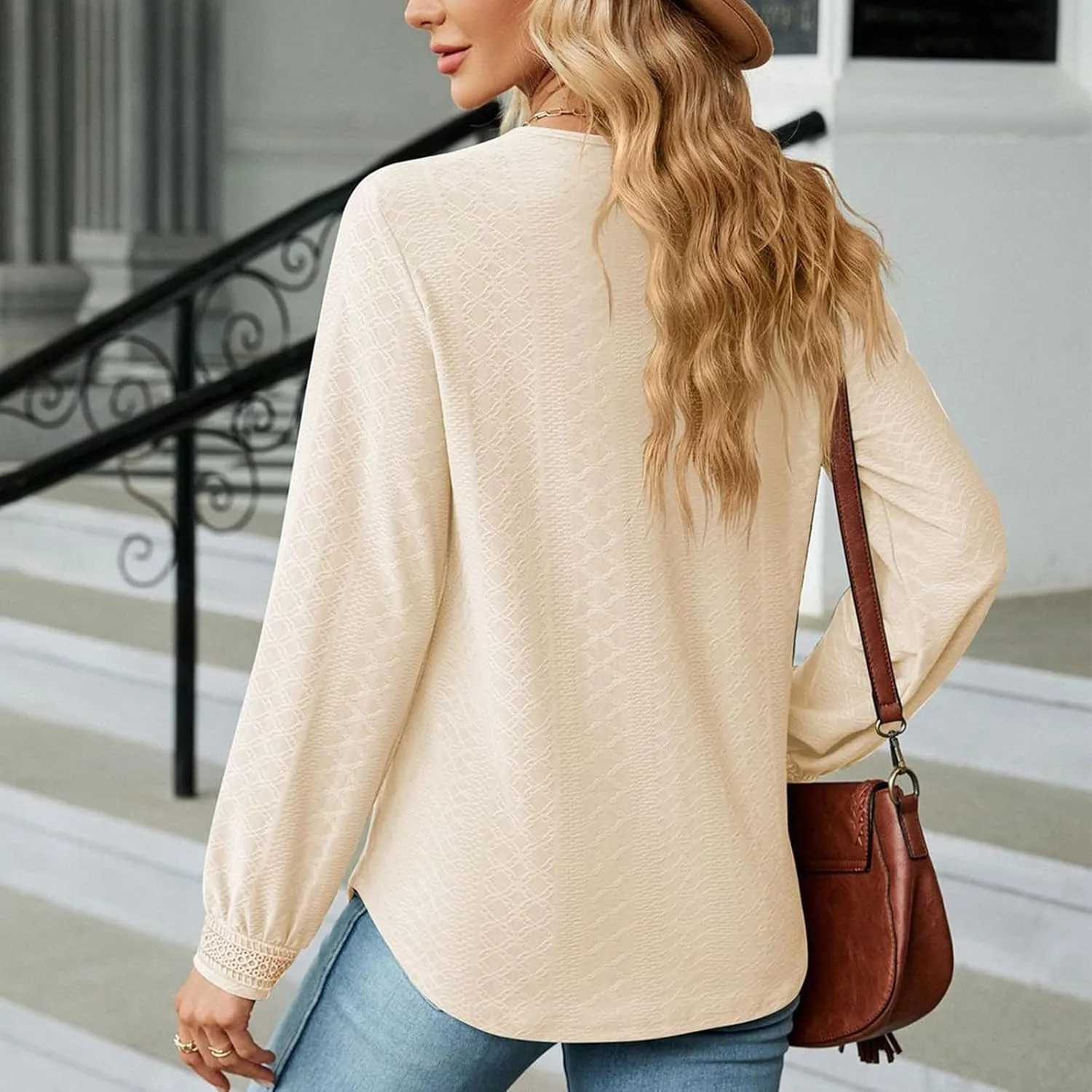 Sumtory Women Long Sleeve Peplum Tunic Shirts Floral/Solid V Neck Babydoll Flowy Blouse Tops