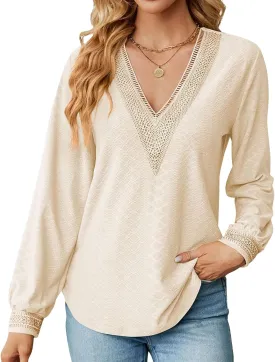 Sumtory Women Long Sleeve Peplum Tunic Shirts Floral/Solid V Neck Babydoll Flowy Blouse Tops