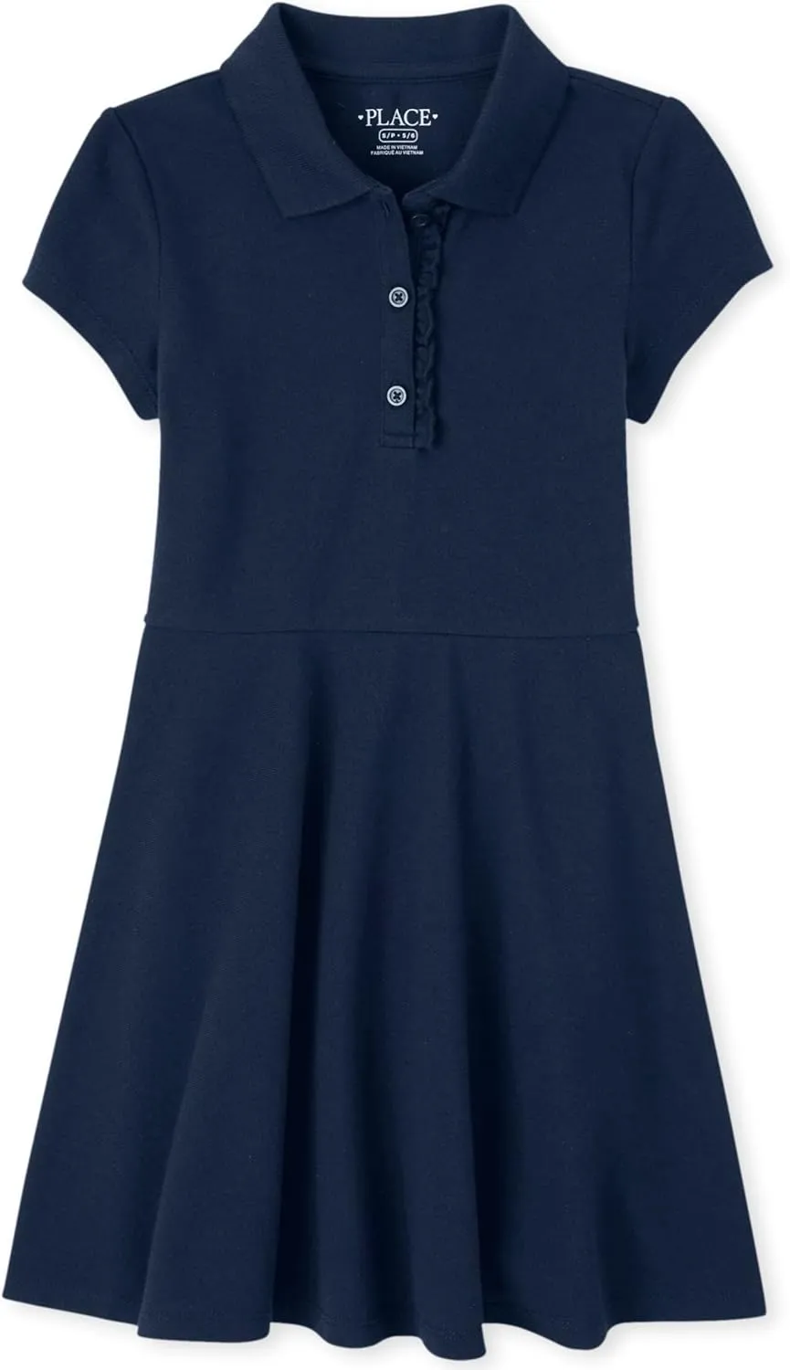 The Children's Place Girls' Short Sleeve Ruffle Polo Dress