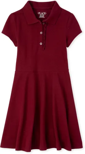 The Children's Place Girls' Short Sleeve Ruffle Polo Dress