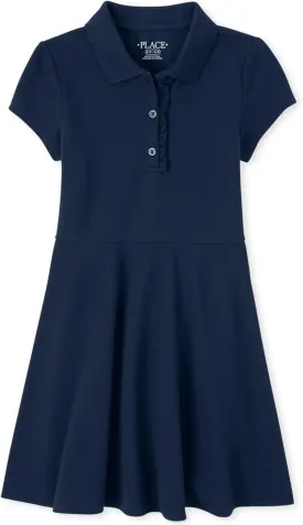 The Children's Place Girls' Short Sleeve Ruffle Polo Dress