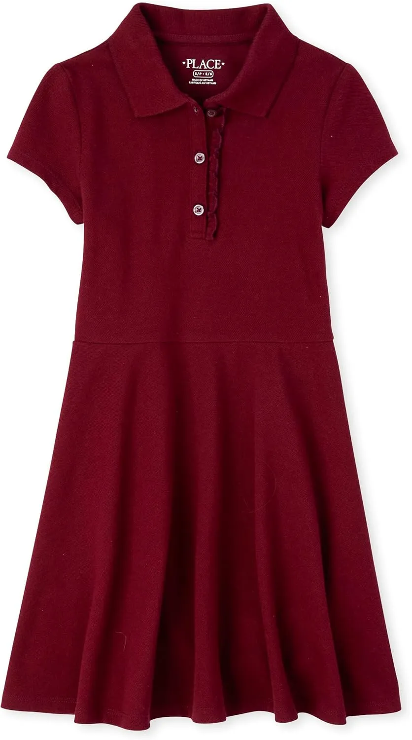 The Children's Place Girls' Short Sleeve Ruffle Polo Dress