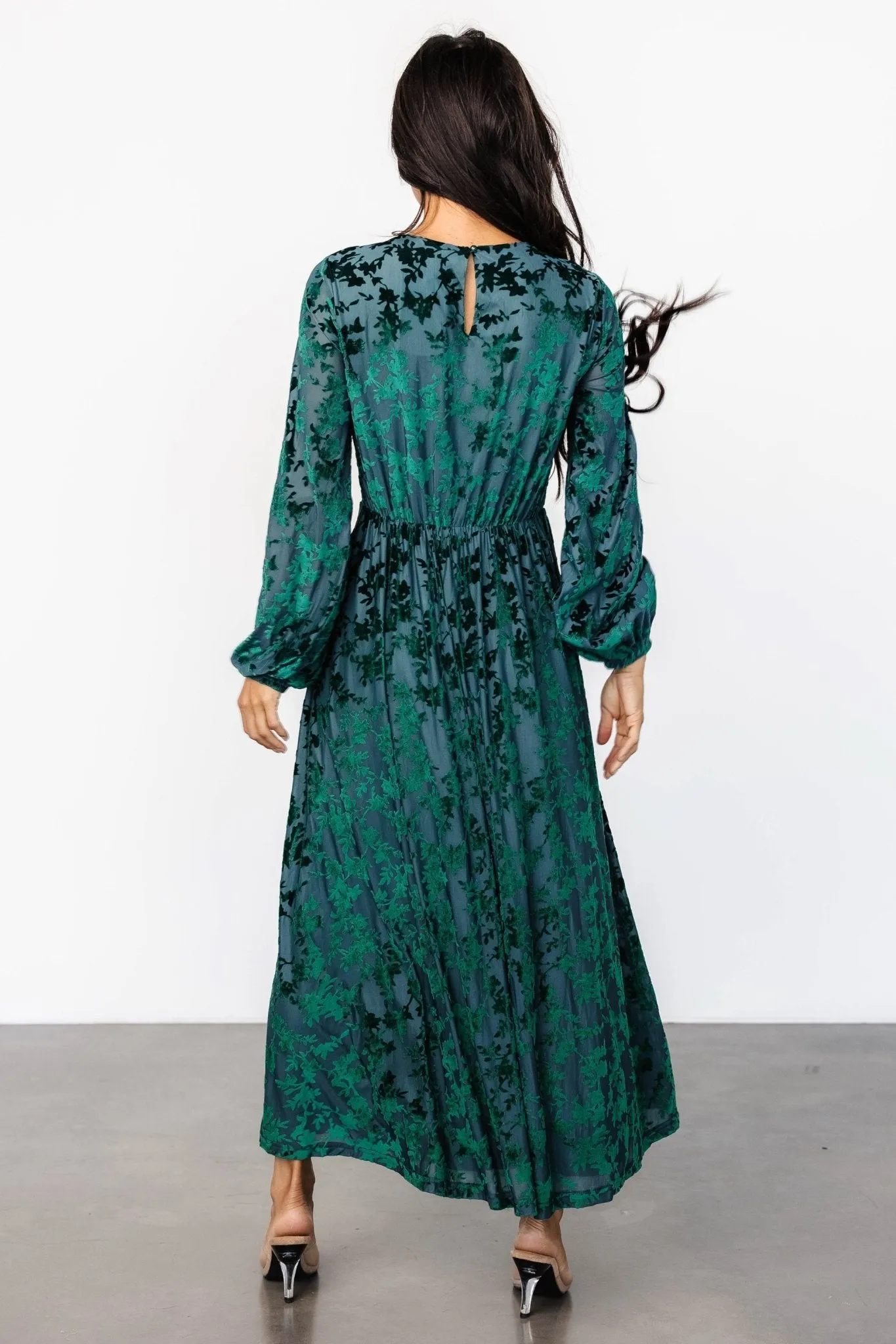 Thora Velvet Dress | Emerald Floral