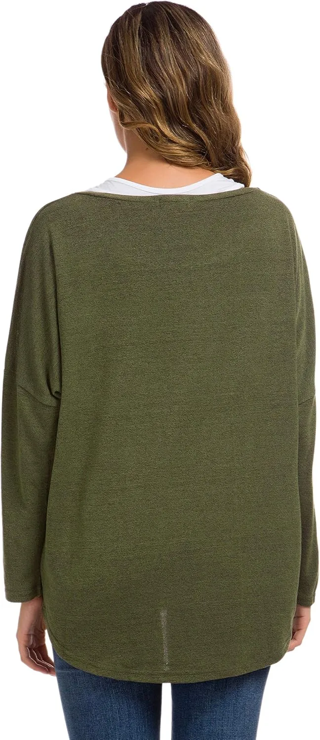 UGET Women's Oversized Baggy Tops Loose Fitting Pullover Casual Blouse T-Shirt Sweater Batwing Sleeve