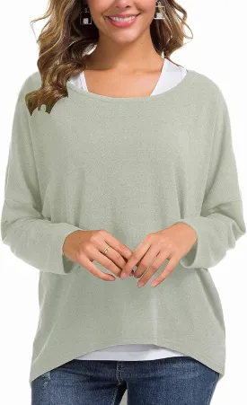 UGET Women's Oversized Baggy Tops Loose Fitting Pullover Casual Blouse T-Shirt Sweater Batwing Sleeve