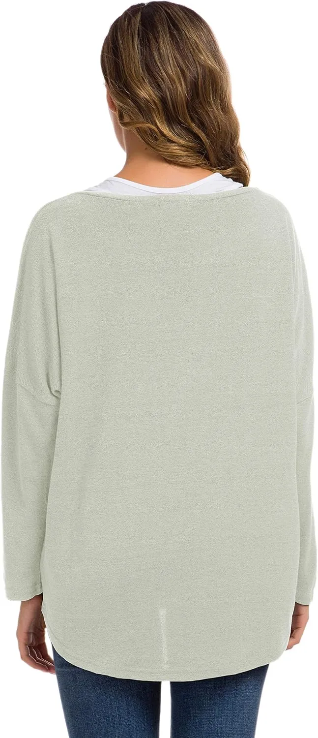 UGET Women's Oversized Baggy Tops Loose Fitting Pullover Casual Blouse T-Shirt Sweater Batwing Sleeve