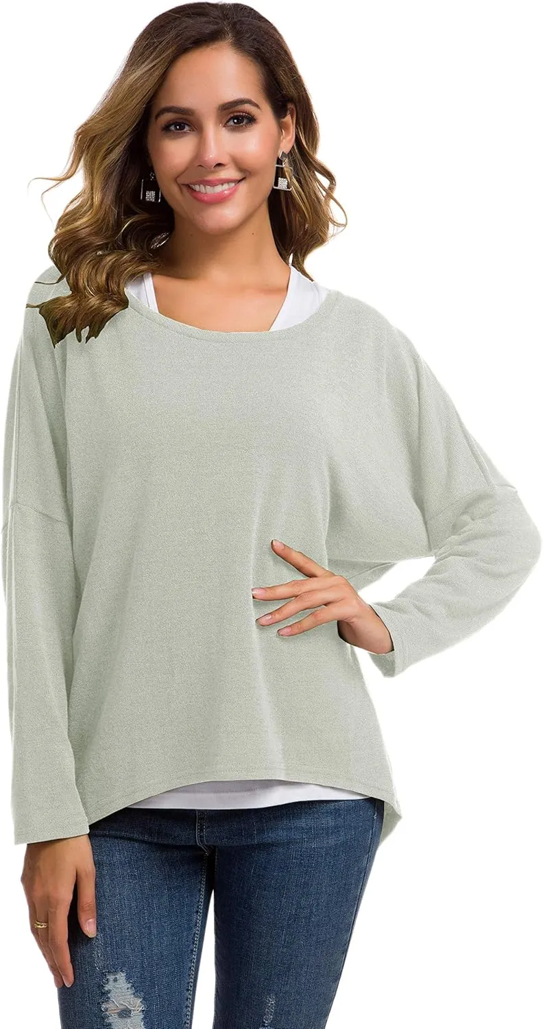 UGET Women's Oversized Baggy Tops Loose Fitting Pullover Casual Blouse T-Shirt Sweater Batwing Sleeve