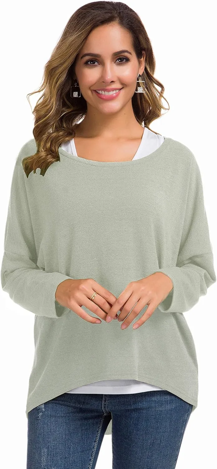 UGET Women's Oversized Baggy Tops Loose Fitting Pullover Casual Blouse T-Shirt Sweater Batwing Sleeve