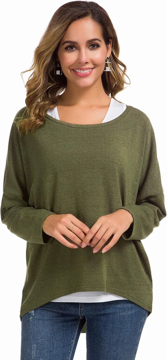 UGET Women's Oversized Baggy Tops Loose Fitting Pullover Casual Blouse T-Shirt Sweater Batwing Sleeve