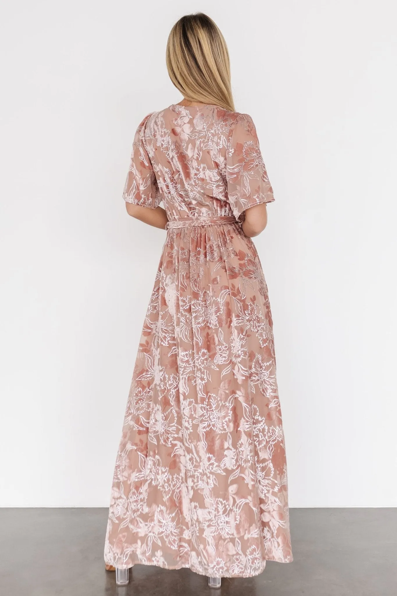 Uma Velvet Maxi Dress | Blush   Silver