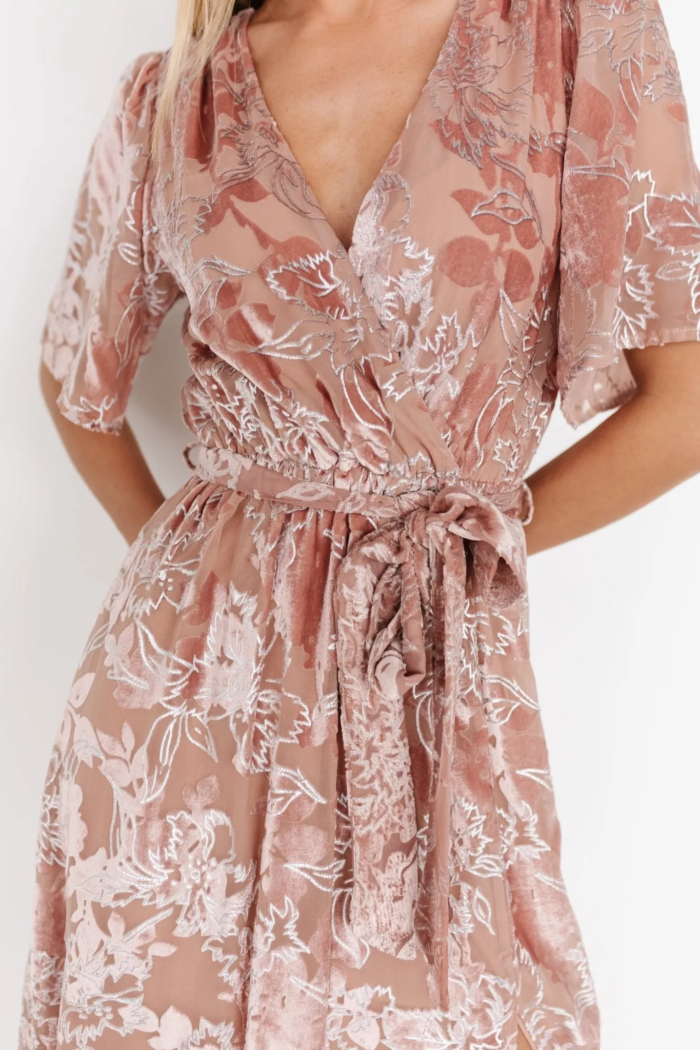 Uma Velvet Maxi Dress | Blush   Silver
