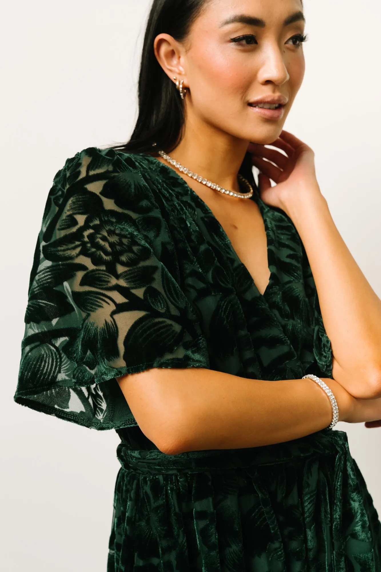 Uma Velvet Maxi Dress | Dark Green