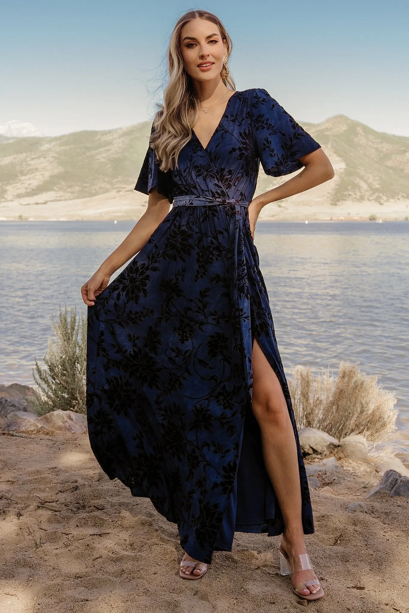 Uma Velvet Maxi Dress | Navy