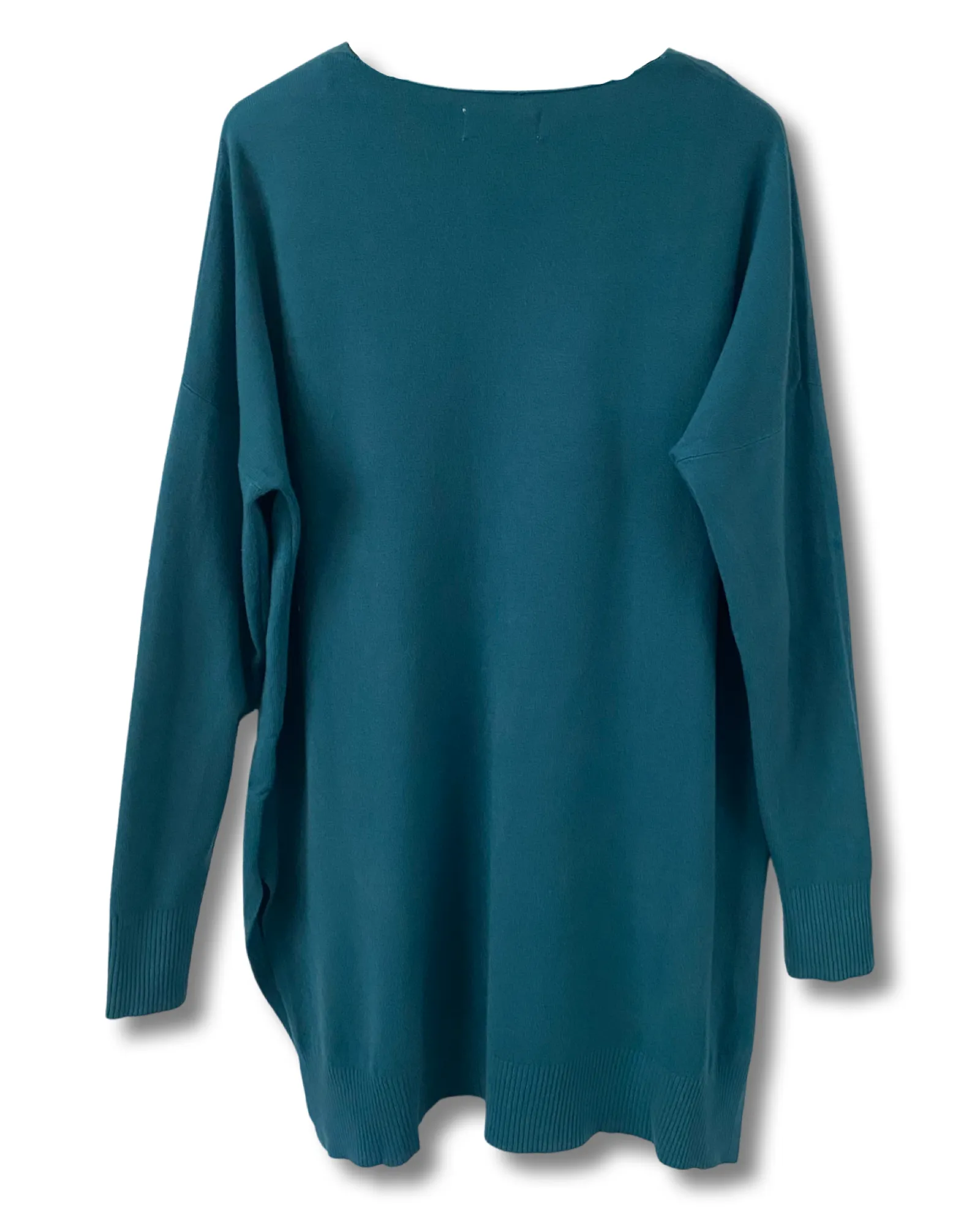 V-Neck Center Seam Viscose Sweater Teal